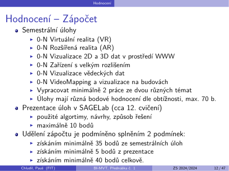 Původní snímek 12: Hodnocení – Zápočet