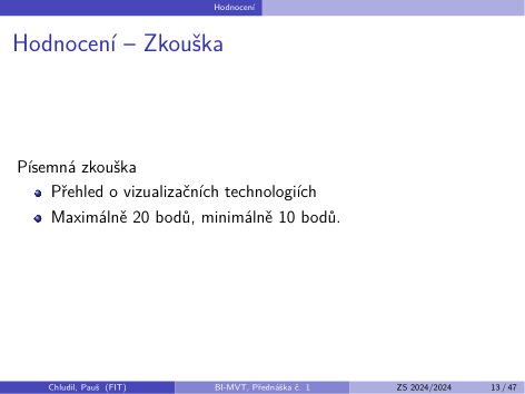 Původní snímek 13: Hodnocení – Zkouška