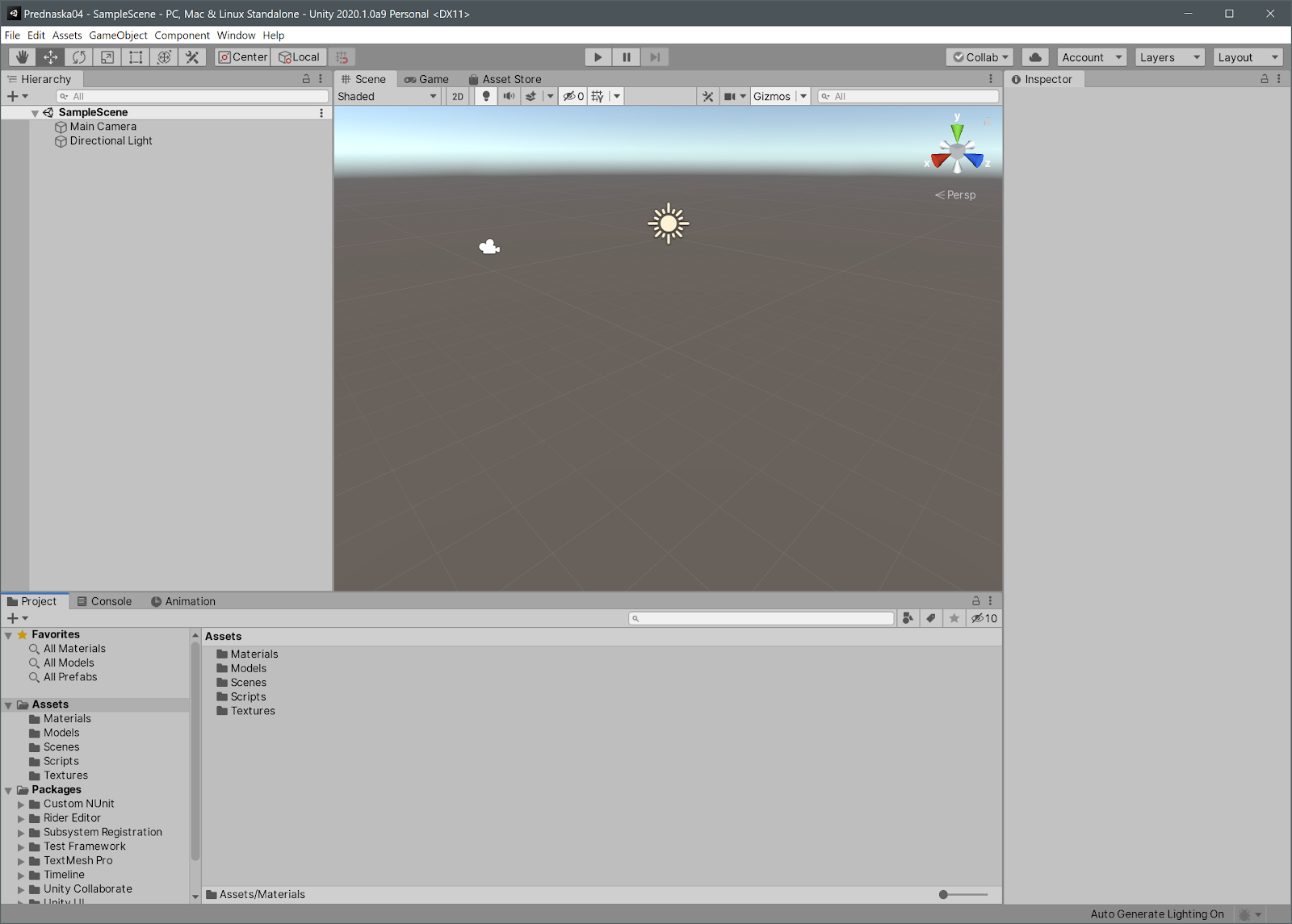 Hlavní okno Unity editoru s popisky