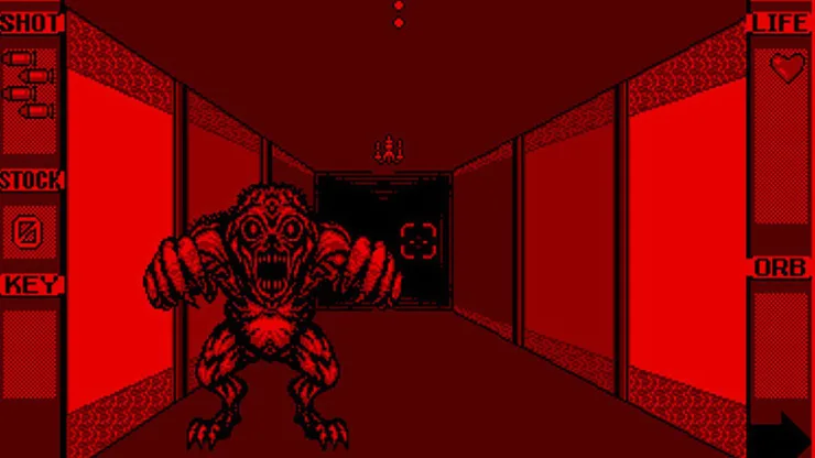Červenočerná grafika hry na Virtual Boy