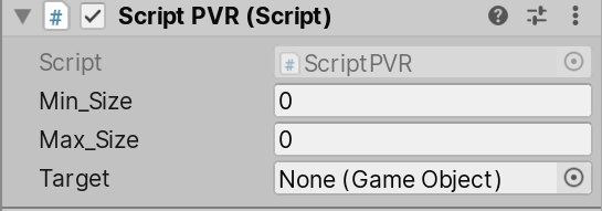 Komponenta ScriptPVR v Inspektoru zobrazená s poli Speed a Prefab