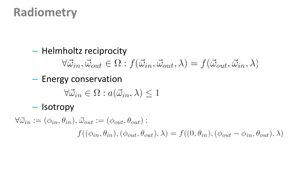 Původní snímek 15: Radiometry: physical constraints
