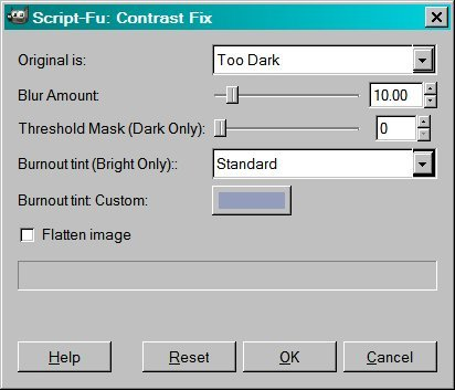 Script-Fu: parametrické rozhraní