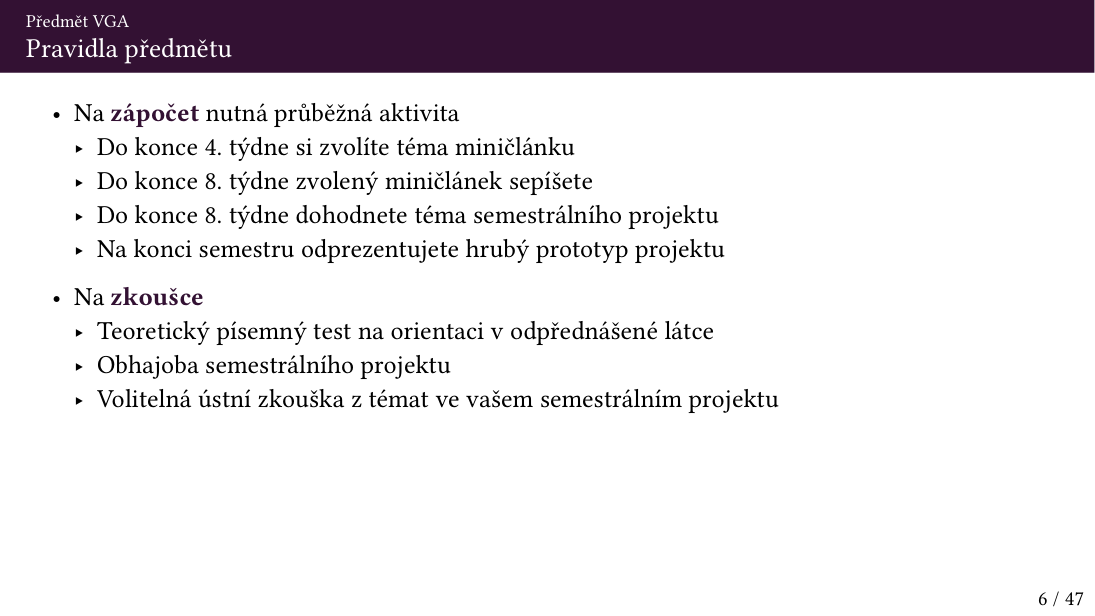 Původní snímek 6: Pravidla předmětu