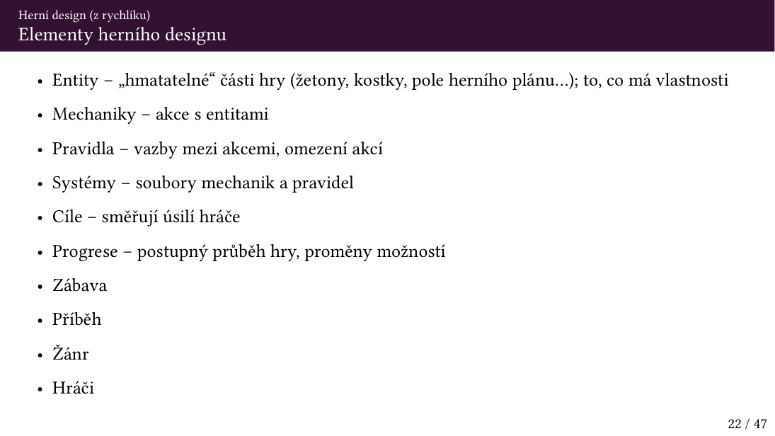 Původní snímek 22: Elementy herního designu