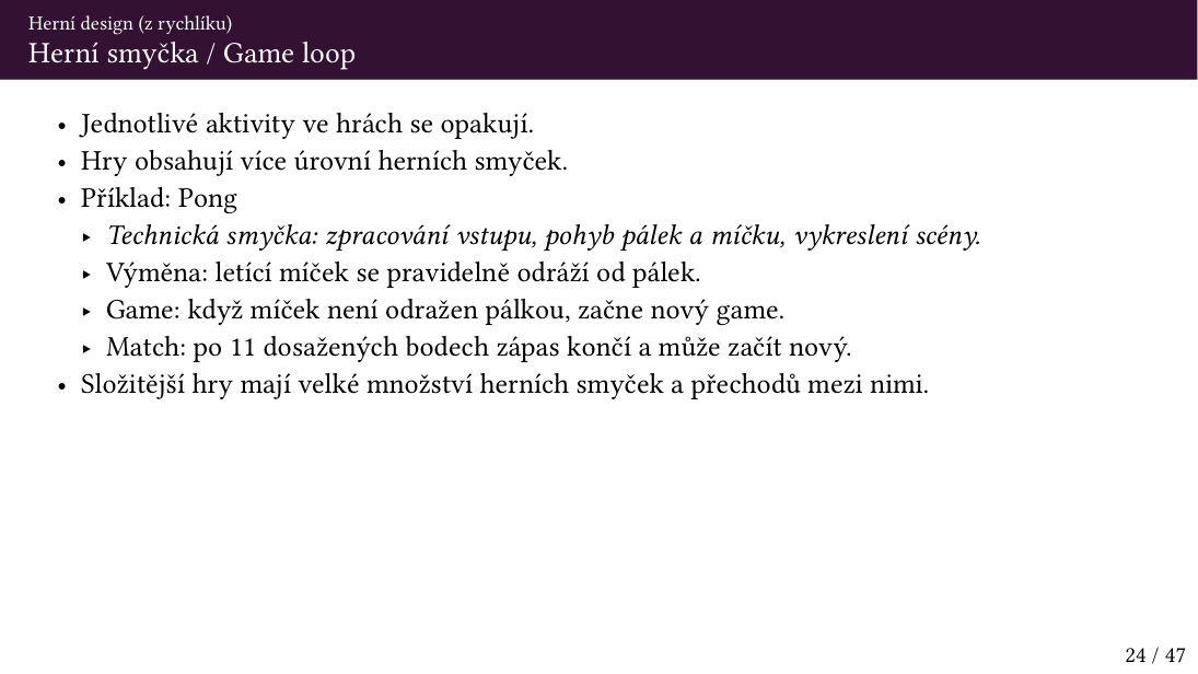 Původní snímek 24: Herní smyčka / Game loop
