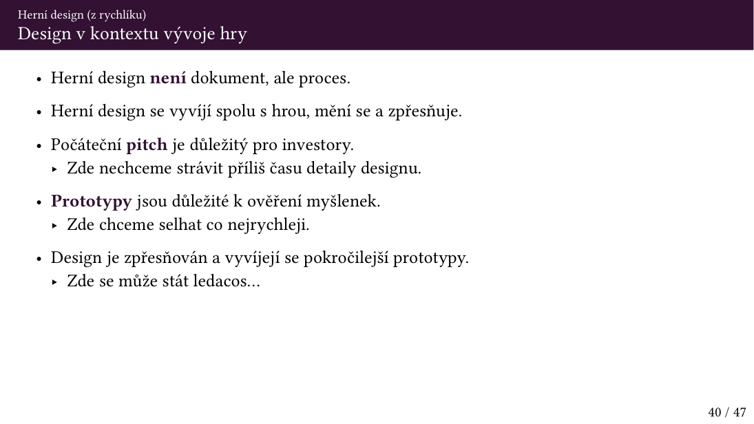 Původní snímek 40: Design v kontextu vývoje hry